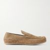 + Paula's Ibiza Rio Raffia-Trimmed Suede Loafers + Paula's Ibiza Rio Raffia-Trimmed Suede Loafers