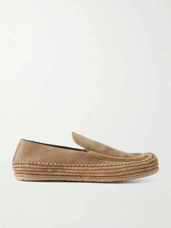 + Paula's Ibiza Rio Raffia-Trimmed Suede Loafers + Paula's Ibiza Rio Raffia-Trimmed Suede Loafers