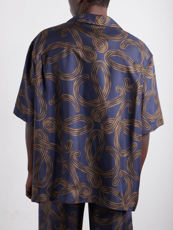 + Paula's Ibiza Convertible-Collar Printed Silk-Satin Shirt - BK + Paula's Ibiza Convertible-Collar Printed Silk-Satin Shirt - BK
