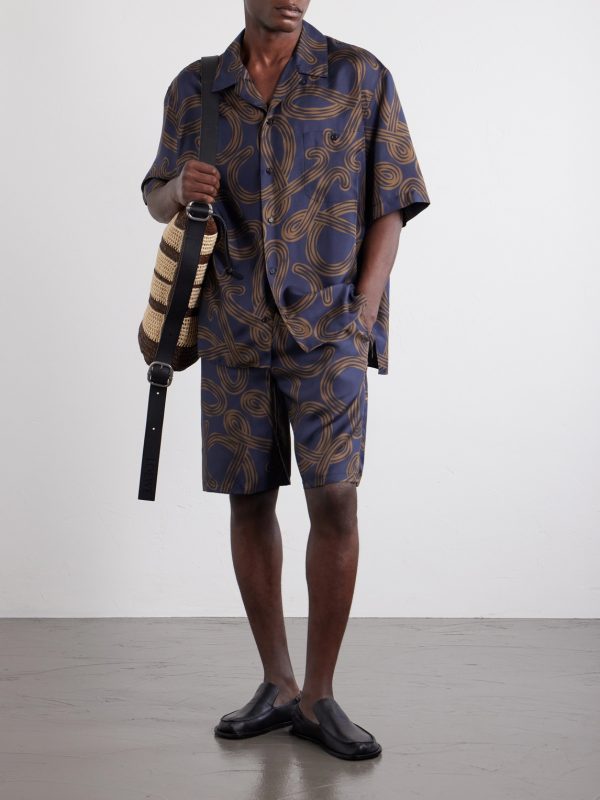 + Paula's Ibiza Convertible-Collar Printed Silk-Satin Shirt - OU + Paula's Ibiza Convertible-Collar Printed Silk-Satin Shirt - OU