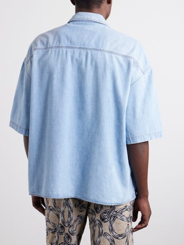 + Paula's Ibiza Logo-Embroidered Denim Shirt - BK