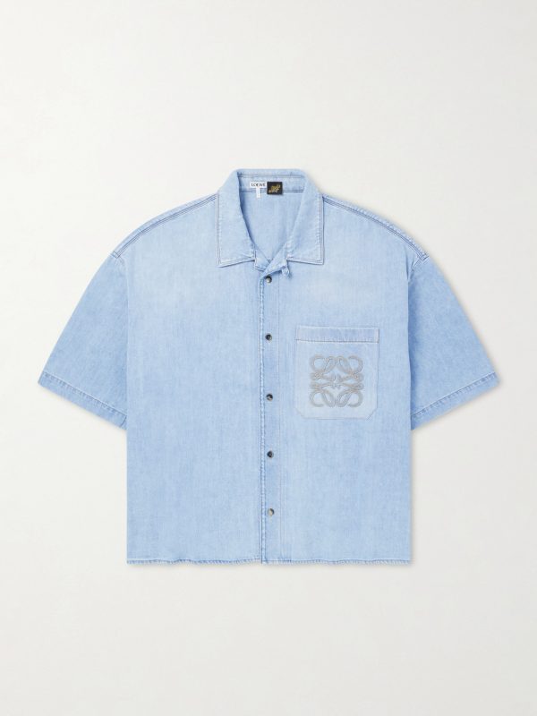 + Paula's Ibiza Logo-Embroidered Denim Shirt