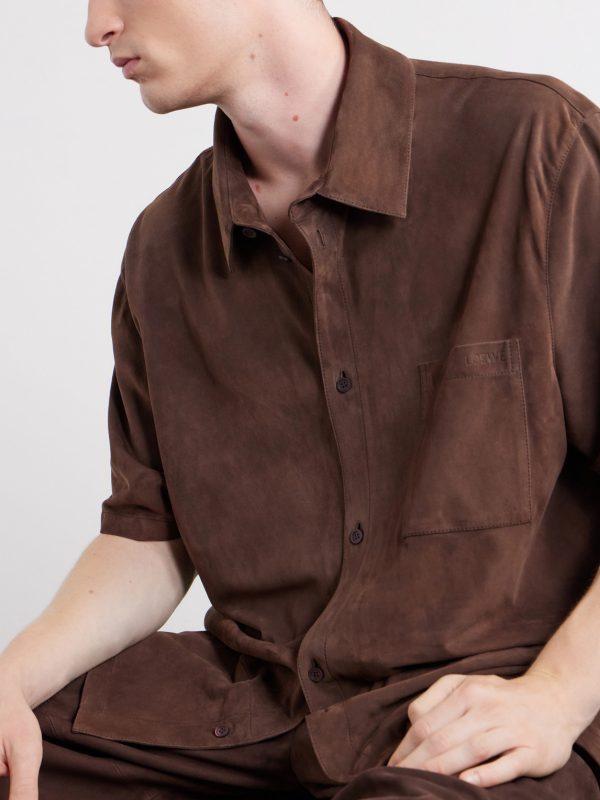 + Paula's Ibiza Logo-Debossed Suede Shirt - CU + Paula's Ibiza Logo-Debossed Suede Shirt - CU