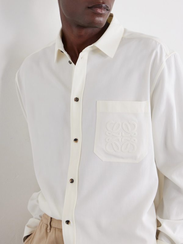 + Paula's Ibiza Anagram-Embroidered Lyocell-Poplin Shirt - CU + Paula's Ibiza Anagram-Embroidered Lyocell-Poplin Shirt - CU