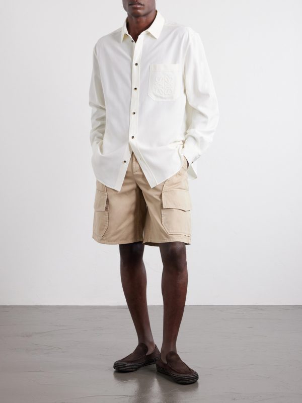 + Paula's Ibiza Anagram-Embroidered Lyocell-Poplin Shirt - OU + Paula's Ibiza Anagram-Embroidered Lyocell-Poplin Shirt - OU