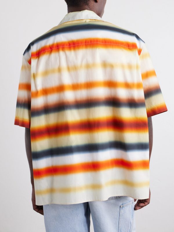 + Paula's Ibiza Convertible-Collar Logo-Embroidered Striped Cotton-Poplin Shirt - BK + Paula's Ibiza Convertible-Collar Logo-Embroidered Striped Cotton-Poplin Shirt - BK