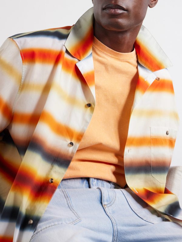 + Paula's Ibiza Convertible-Collar Logo-Embroidered Striped Cotton-Poplin Shirt - CU + Paula's Ibiza Convertible-Collar Logo-Embroidered Striped Cotton-Poplin Shirt - CU