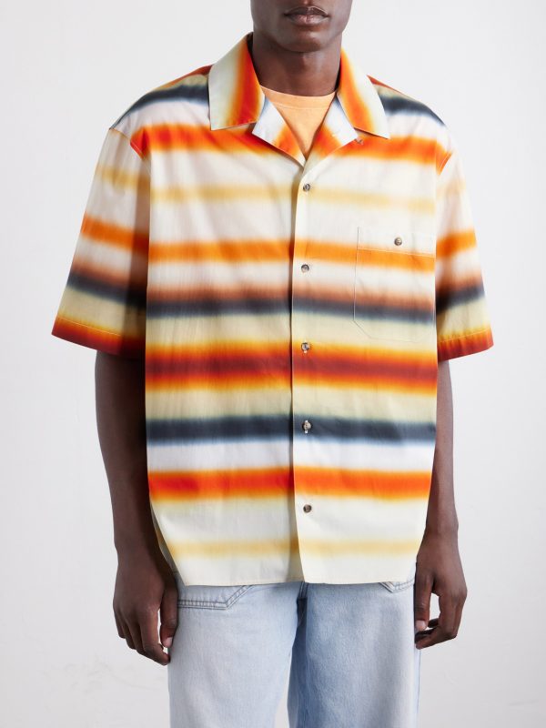 + Paula's Ibiza Convertible-Collar Logo-Embroidered Striped Cotton-Poplin Shirt - FR + Paula's Ibiza Convertible-Collar Logo-Embroidered Striped Cotton-Poplin Shirt - FR