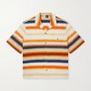 + Paula's Ibiza Convertible-Collar Logo-Embroidered Striped Cotton-Poplin Shirt + Paula's Ibiza Convertible-Collar Logo-Embroidered Striped Cotton-Poplin Shirt