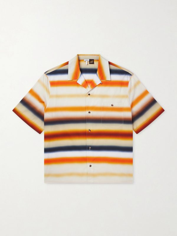 + Paula's Ibiza Convertible-Collar Logo-Embroidered Striped Cotton-Poplin Shirt + Paula's Ibiza Convertible-Collar Logo-Embroidered Striped Cotton-Poplin Shirt