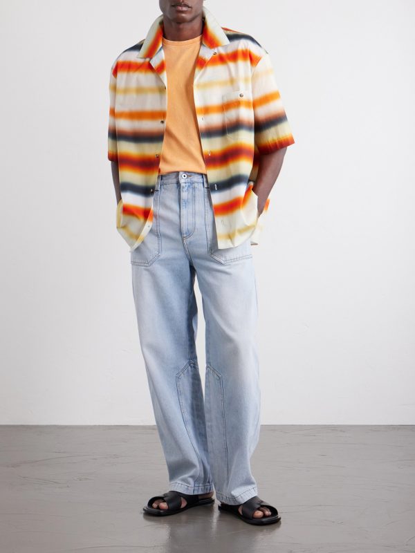 + Paula's Ibiza Convertible-Collar Logo-Embroidered Striped Cotton-Poplin Shirt - OU + Paula's Ibiza Convertible-Collar Logo-Embroidered Striped Cotton-Poplin Shirt - OU