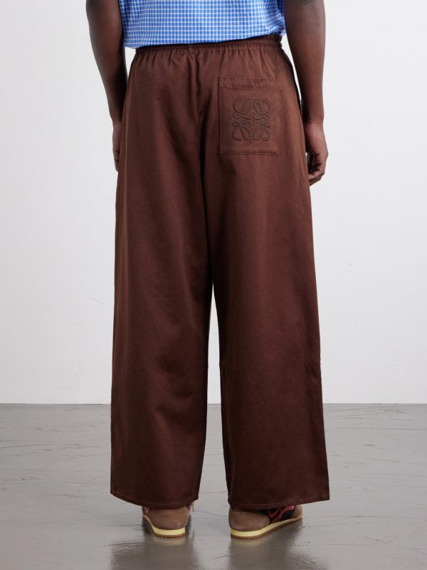 + Paula's Ibiza Wide-Leg Anagram-Embroidered Cotton Drawstring Trousers - BK + Paula's Ibiza Wide-Leg Anagram-Embroidered Cotton Drawstring Trousers - BK