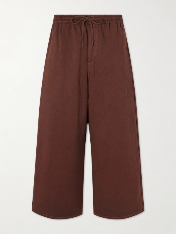 + Paula's Ibiza Wide-Leg Anagram-Embroidered Cotton Drawstring Trousers + Paula's Ibiza Wide-Leg Anagram-Embroidered Cotton Drawstring Trousers