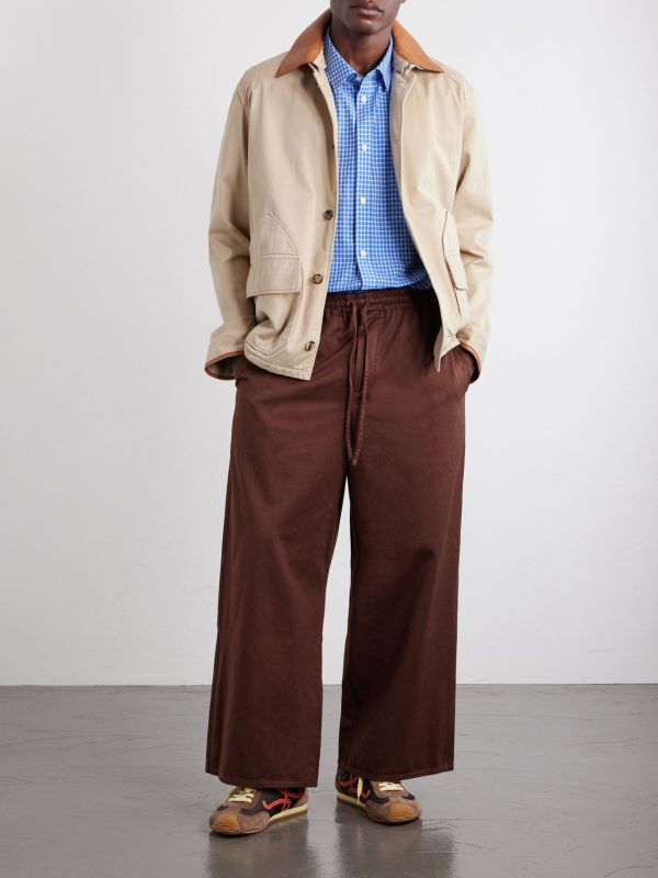 + Paula's Ibiza Wide-Leg Anagram-Embroidered Cotton Drawstring Trousers - OU + Paula's Ibiza Wide-Leg Anagram-Embroidered Cotton Drawstring Trousers - OU