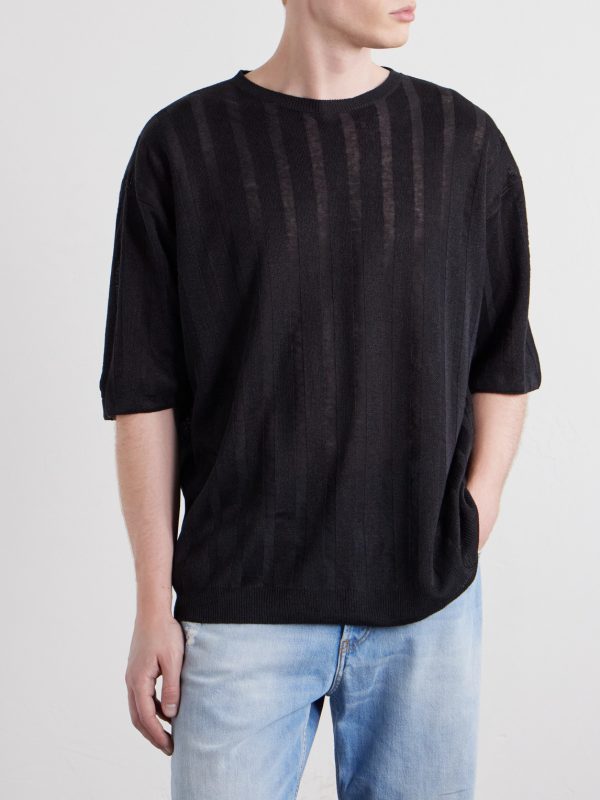 + Paula's Ibiza Knitted Linen-Blend T-Shirt - FR + Paula's Ibiza Knitted Linen-Blend T-Shirt - FR