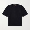 + Paula's Ibiza Knitted Linen-Blend T-Shirt + Paula's Ibiza Knitted Linen-Blend T-Shirt