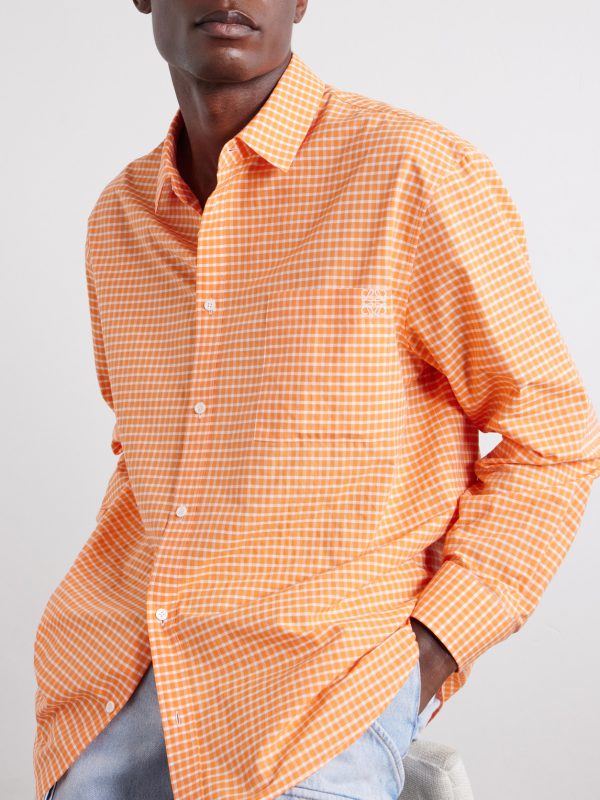 + Paula's Ibiza Anagram-Embroidered Checked Cotton-Poplin Shirt - CU