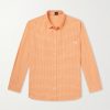 + Paula's Ibiza Anagram-Embroidered Checked Cotton-Poplin Shirt