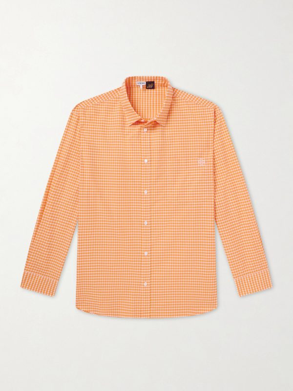 + Paula's Ibiza Anagram-Embroidered Checked Cotton-Poplin Shirt