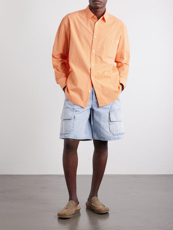 + Paula's Ibiza Anagram-Embroidered Checked Cotton-Poplin Shirt - OU