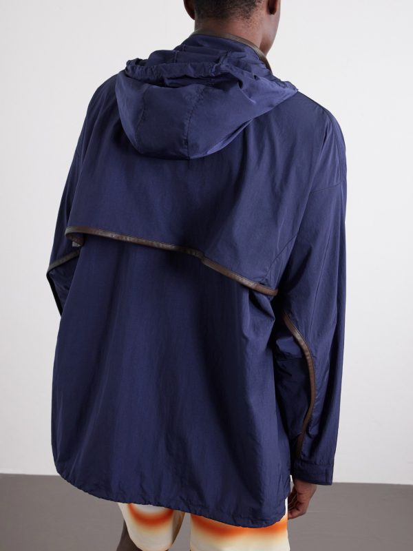 + Paula's Ibiza Logo-Debossed Leather-Trimmed Ripstop Hooded Jacket - BK