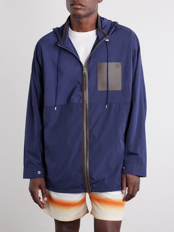 + Paula's Ibiza Logo-Debossed Leather-Trimmed Ripstop Hooded Jacket - FR