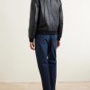 Logo-Debossed Padded Leather Bomber Jacket - BK Logo-Debossed Padded Leather Bomber Jacket - BK