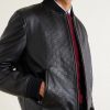 Logo-Debossed Padded Leather Bomber Jacket - CU Logo-Debossed Padded Leather Bomber Jacket - CU