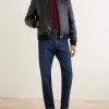 Logo-Debossed Padded Leather Bomber Jacket - OU Logo-Debossed Padded Leather Bomber Jacket - OU
