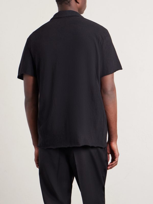 Open-Collar Cotton-Jersey Polo Shirt - BK Open-Collar Cotton-Jersey Polo Shirt - BK