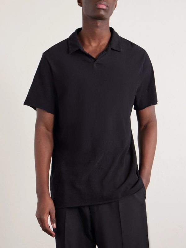 Open-Collar Cotton-Jersey Polo Shirt - FR Open-Collar Cotton-Jersey Polo Shirt - FR