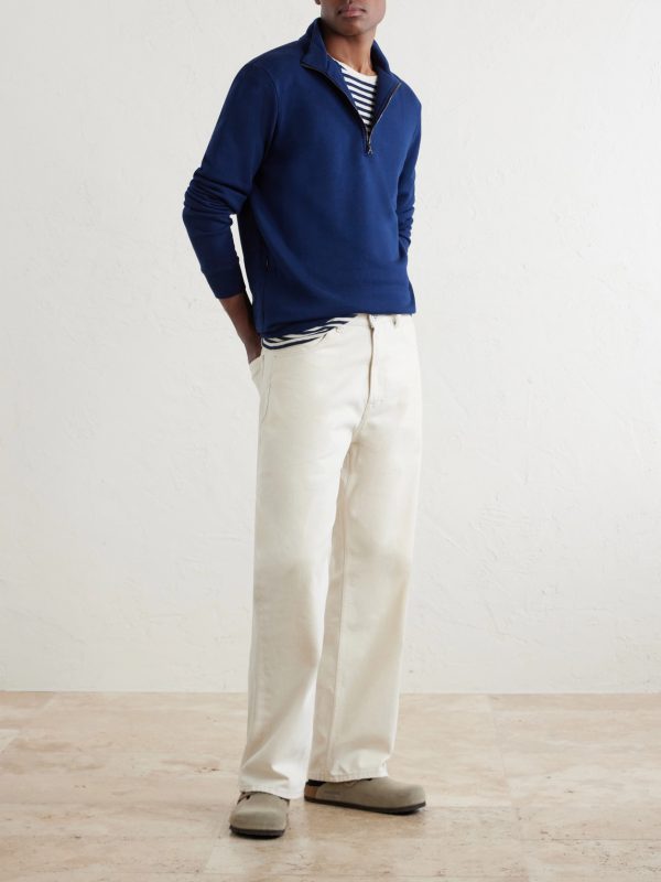 Quinn Cotton and Modal-Blend Jersey Half-Zip Sweatshirt - OU Quinn Cotton and Modal-Blend Jersey Half-Zip Sweatshirt - OU