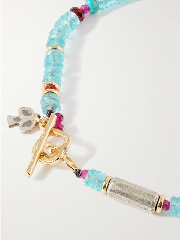 Daytrip Gold-Plated and Sterling Silver Multi-Stone Beaded Bracelet - BK Daytrip Gold-Plated and Sterling Silver Multi-Stone Beaded Bracelet - BK