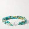 Cedar Double Sonoran Sterling Silver, Turquoise and Peridot Bracelet - BK