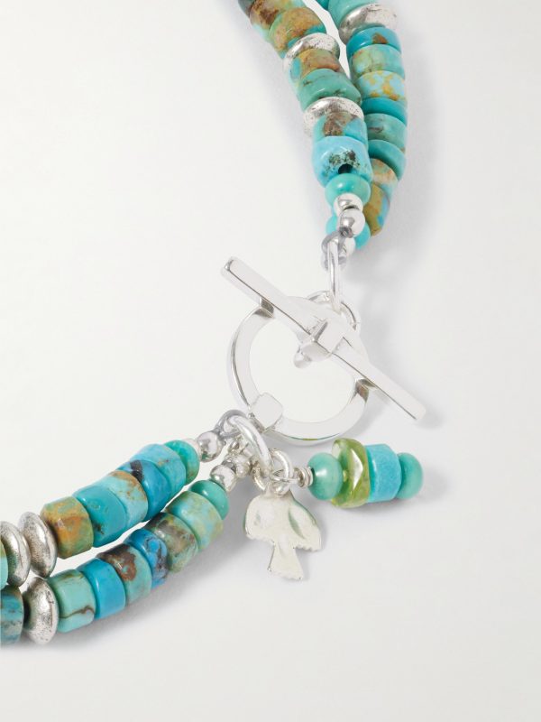 Cedar Double Sonoran Sterling Silver, Turquoise and Peridot Bracelet - CU