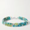 Cedar Double Sonoran Sterling Silver, Turquoise and Peridot Bracelet