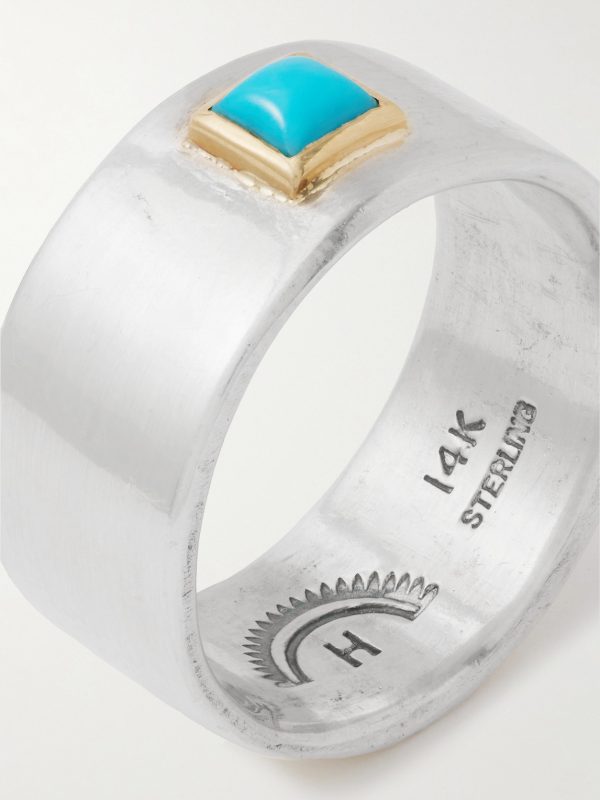 Azul Sterling Silver, 14-Karat Gold and Turquoise Ring - CU Azul Sterling Silver, 14-Karat Gold and Turquoise Ring - CU