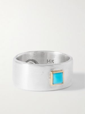 Azul Sterling Silver, 14-Karat Gold and Turquoise Ring Azul Sterling Silver, 14-Karat Gold and Turquoise Ring