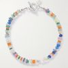 Tropical Camo Sterling Silver Multi-Stone Beaded Bracelet Tropical Camo Sterling Silver Multi-Stone Beaded Bracelet