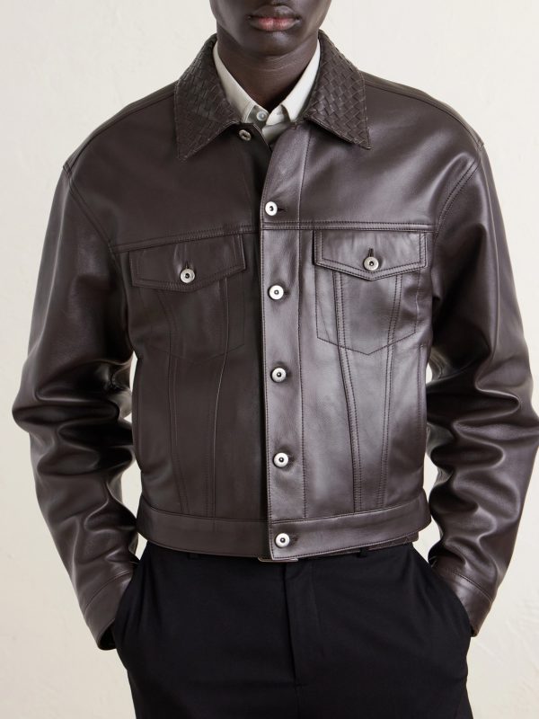 Intrecciato-Trimmed Leather Jacket - FR Intrecciato-Trimmed Leather Jacket - FR