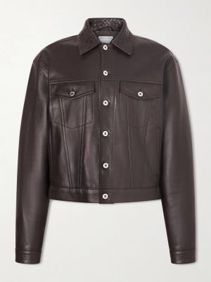 Intrecciato-Trimmed Leather Jacket Intrecciato-Trimmed Leather Jacket