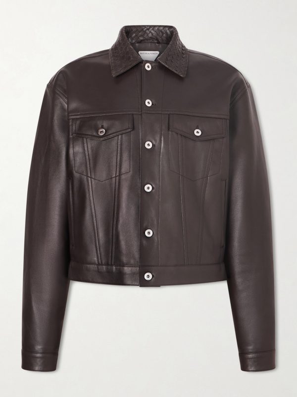 Intrecciato-Trimmed Leather Jacket Intrecciato-Trimmed Leather Jacket