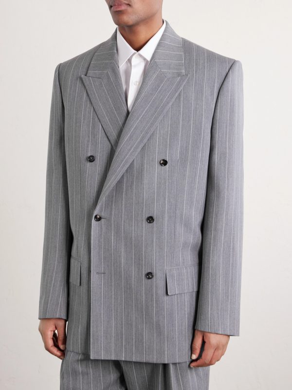 Pinstriped Wool Blazer - FR Pinstriped Wool Blazer - FR