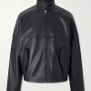 Intrecciato-Trimmed Leather Blouson Jacket Intrecciato-Trimmed Leather Blouson Jacket