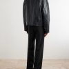 Intrecciato-Trimmed Leather Jacket - BK Intrecciato-Trimmed Leather Jacket - BK