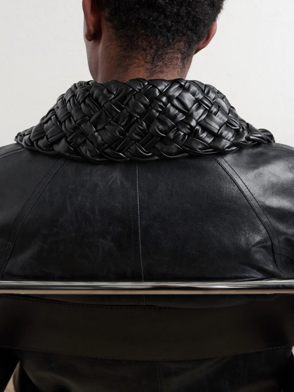 Intrecciato-Trimmed Leather Jacket - CU Intrecciato-Trimmed Leather Jacket - CU