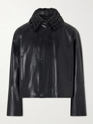 Intrecciato-Trimmed Leather Jacket Intrecciato-Trimmed Leather Jacket