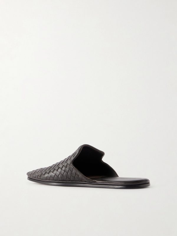Intrecciato Leather Slippers - BK Intrecciato Leather Slippers - BK