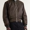 Padded Plush-Trimmed Satin Bomber Jacket - E2