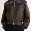 Padded Plush-Trimmed Satin Bomber Jacket - FR